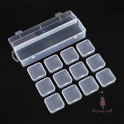 Ecstasy Crafts Dress My Craft Storage Box, 12-in-1 slimline organizer for craft supplies, with multiple compartments for organization.