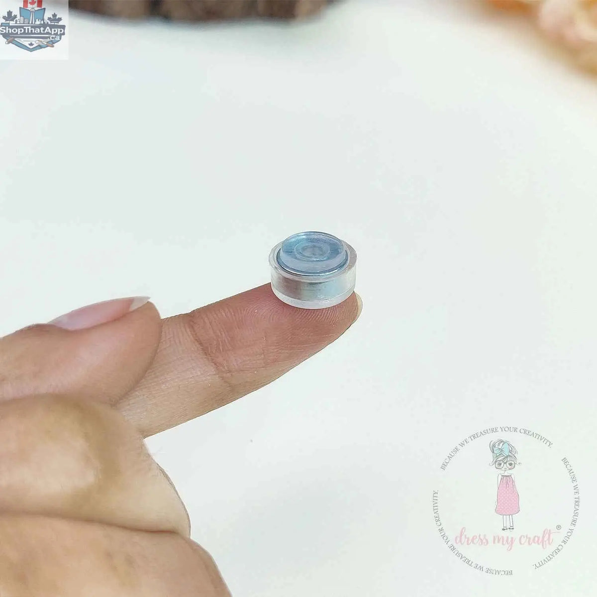Transparent spinners embellishments by Dress My Craft for crafting and decorating projects, designed by Ecstasy Crafts.