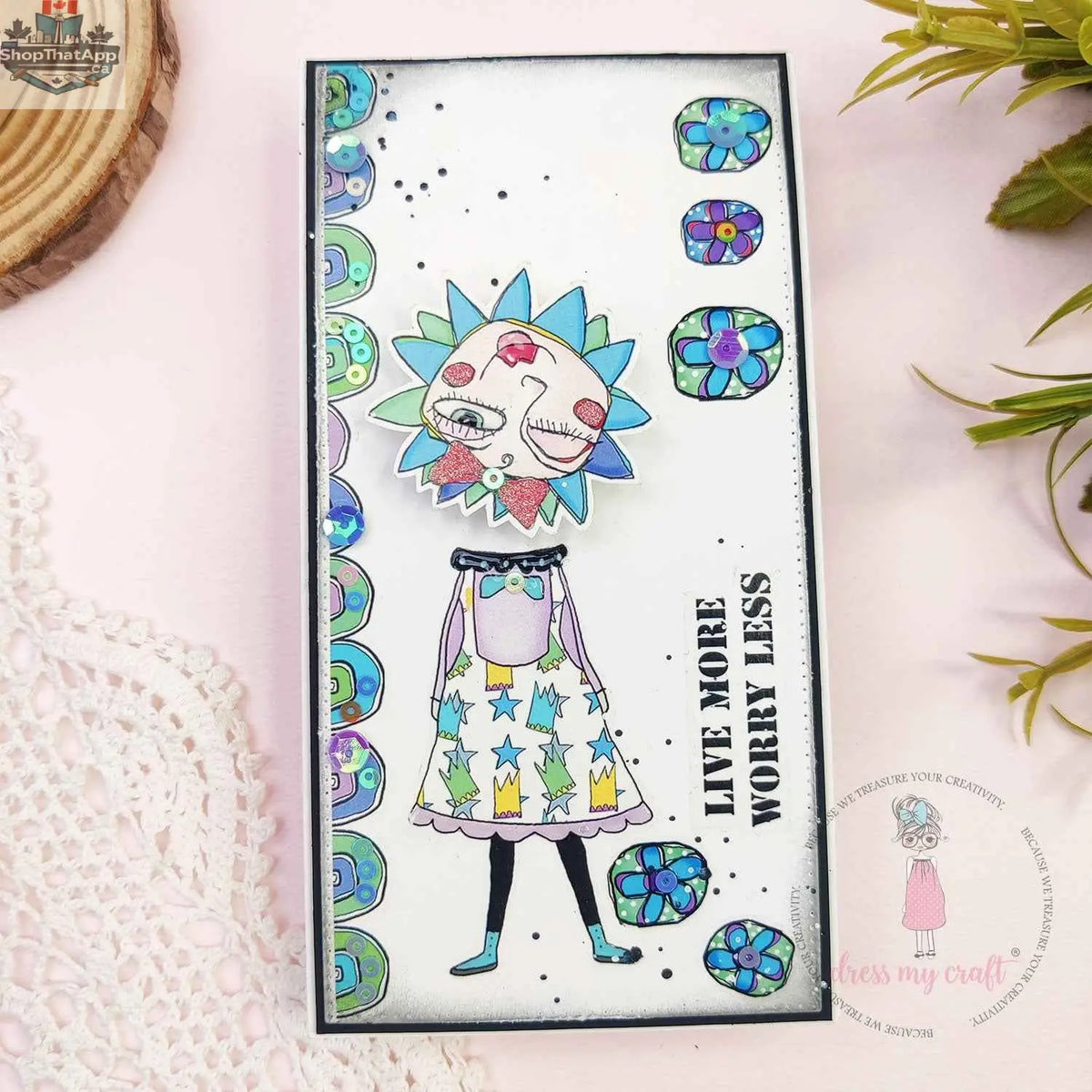 Clear Dress My Craft Transparent Spinners embellishments by Ecstasy Crafts, small decorative craft embellishments with transparent design