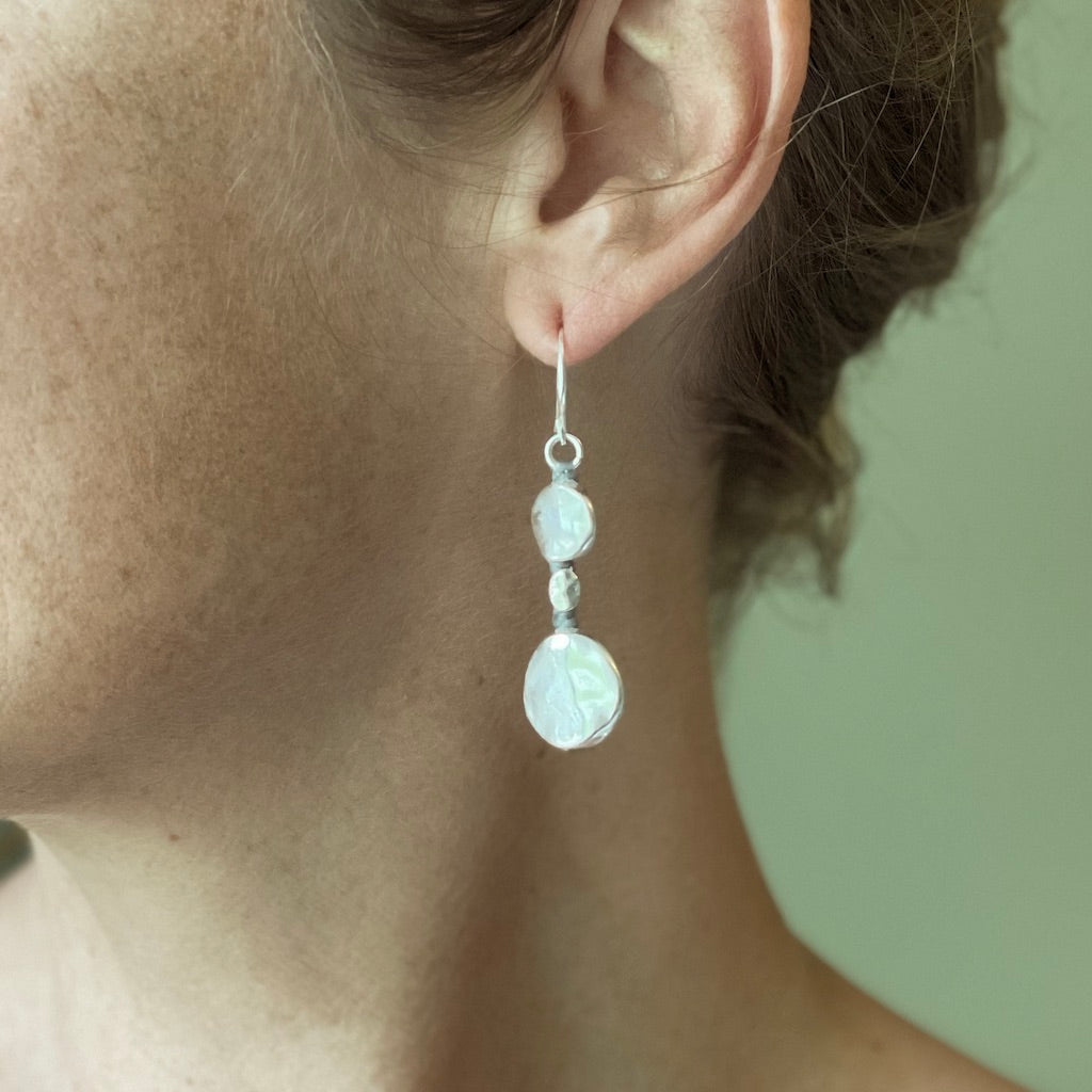 Double Beaten Disc Earrings In Silver Plate - Shopthatapp.ca