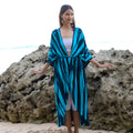 Bold Abstract Tie Dye Kimono in Teal & Black - Chic and Stylish Statement Piece - Shopthatapp.ca