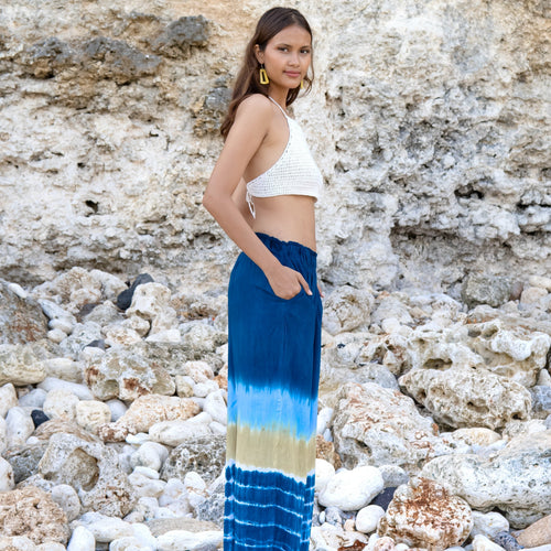 Beach Stripe Tie Dye Pants - Straight Leg Style in Navy - Shopthatapp.ca