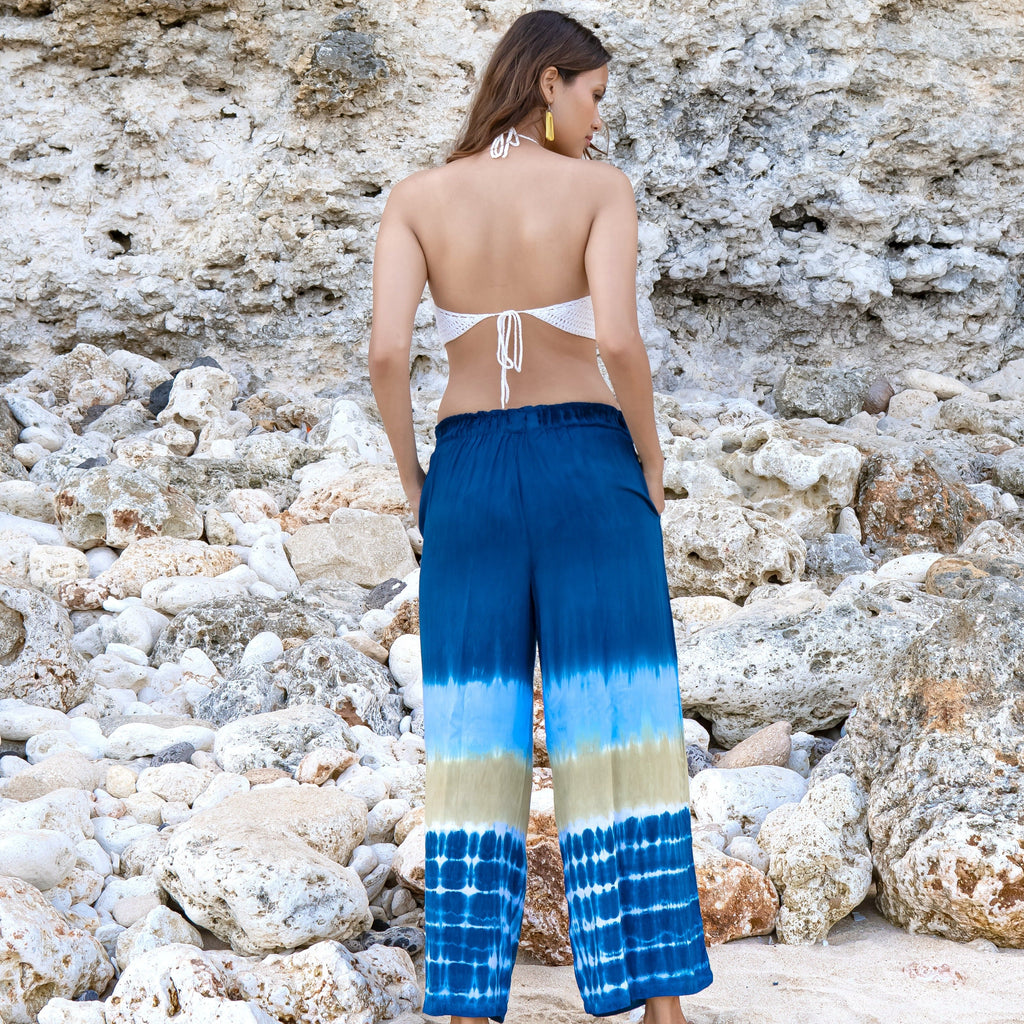 Beach Stripe Tie Dye Pants - Straight Leg Style in Navy - Shopthatapp.ca