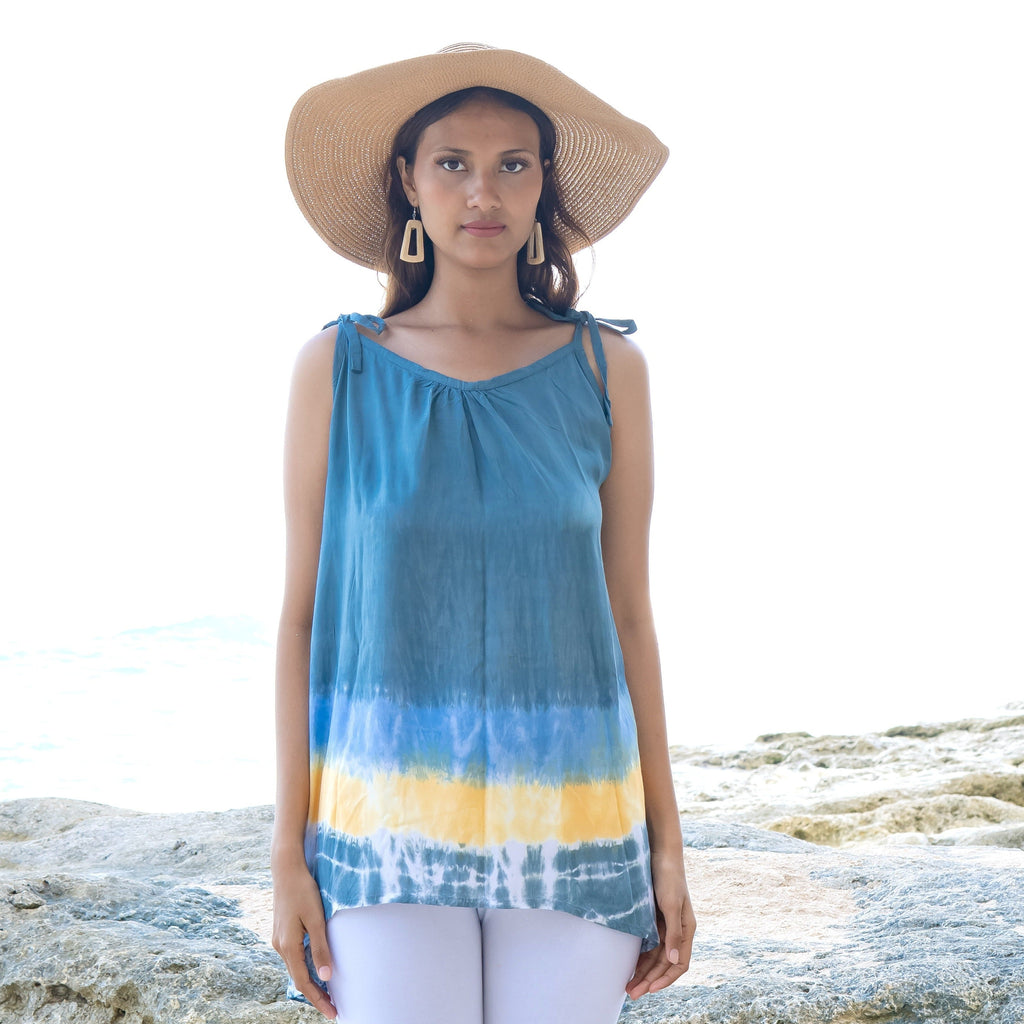 Beach Stripe Tie Dye Tank Top in Grey - Shopthatapp.ca