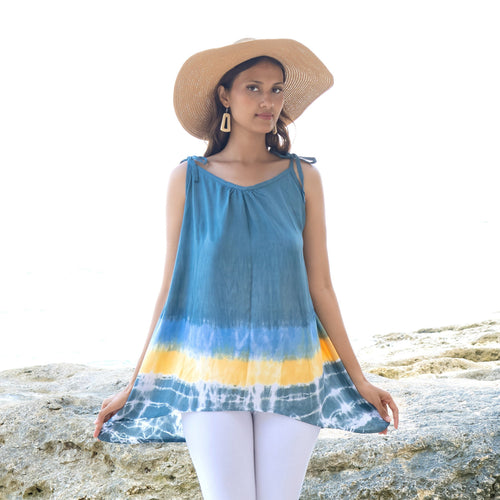Beach Stripe Tie Dye Tank Top in Grey - Shopthatapp.ca
