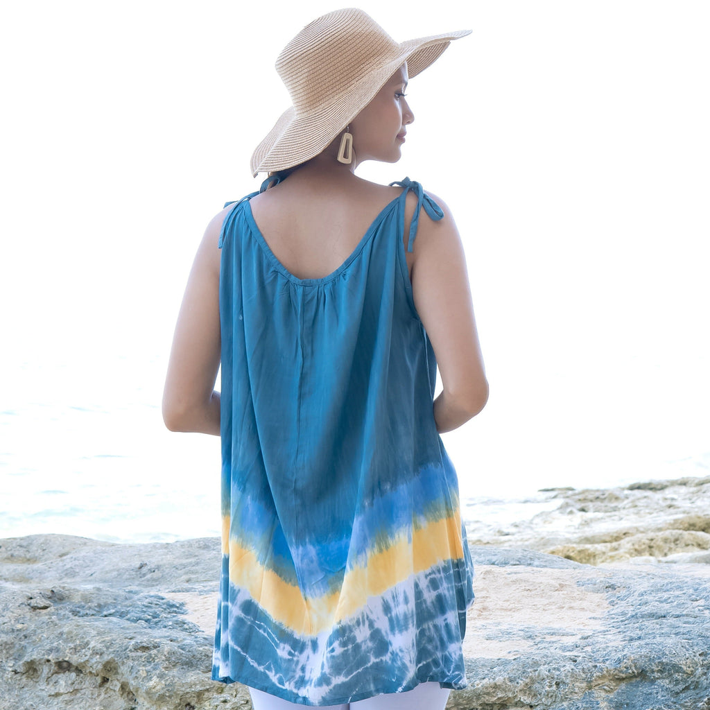 Beach Stripe Tie Dye Tank Top in Grey - Shopthatapp.ca