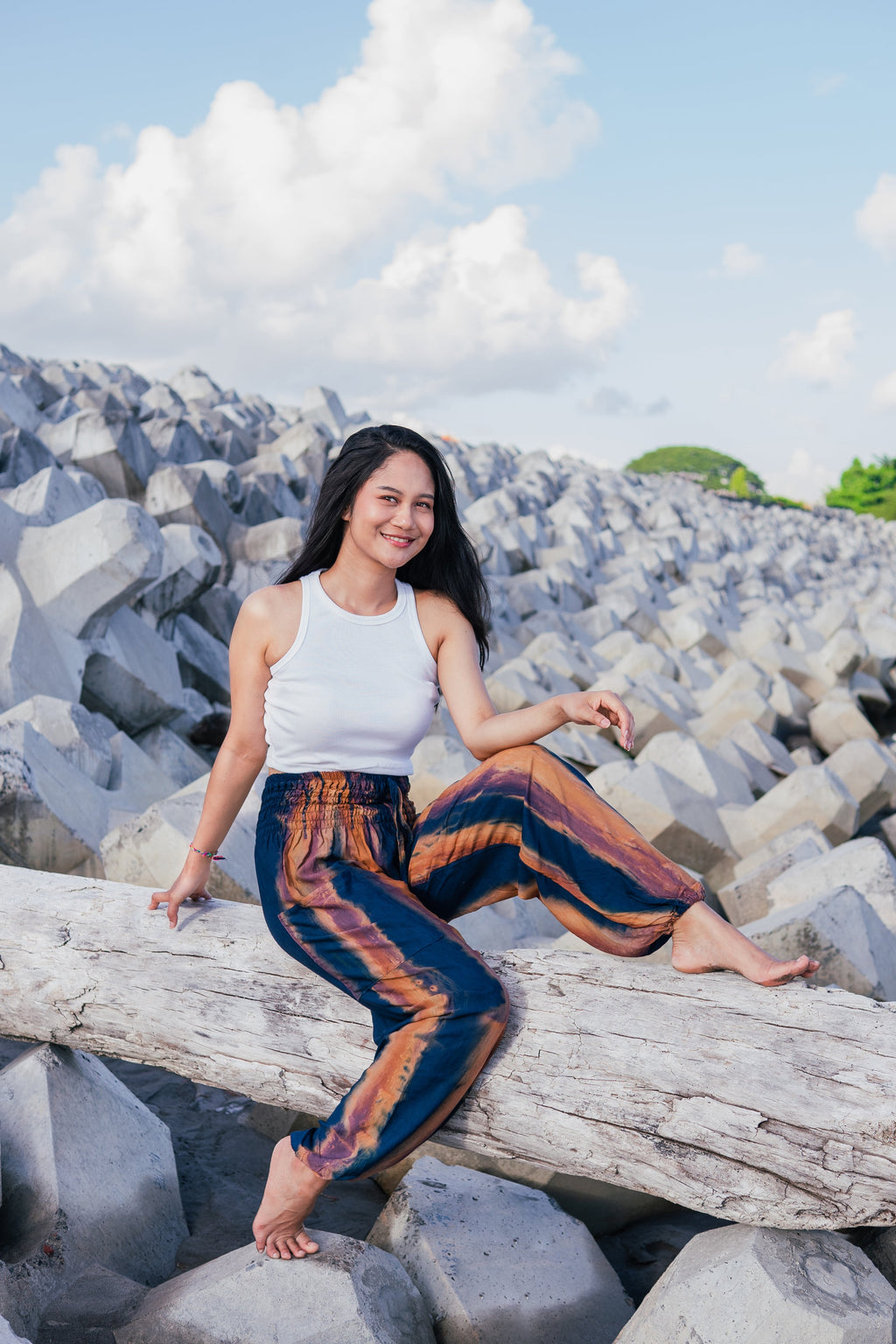 Navy Gold Tie Dye Pants - Abstract Bali Style for Ultimate Comfort - Shopthatapp.ca