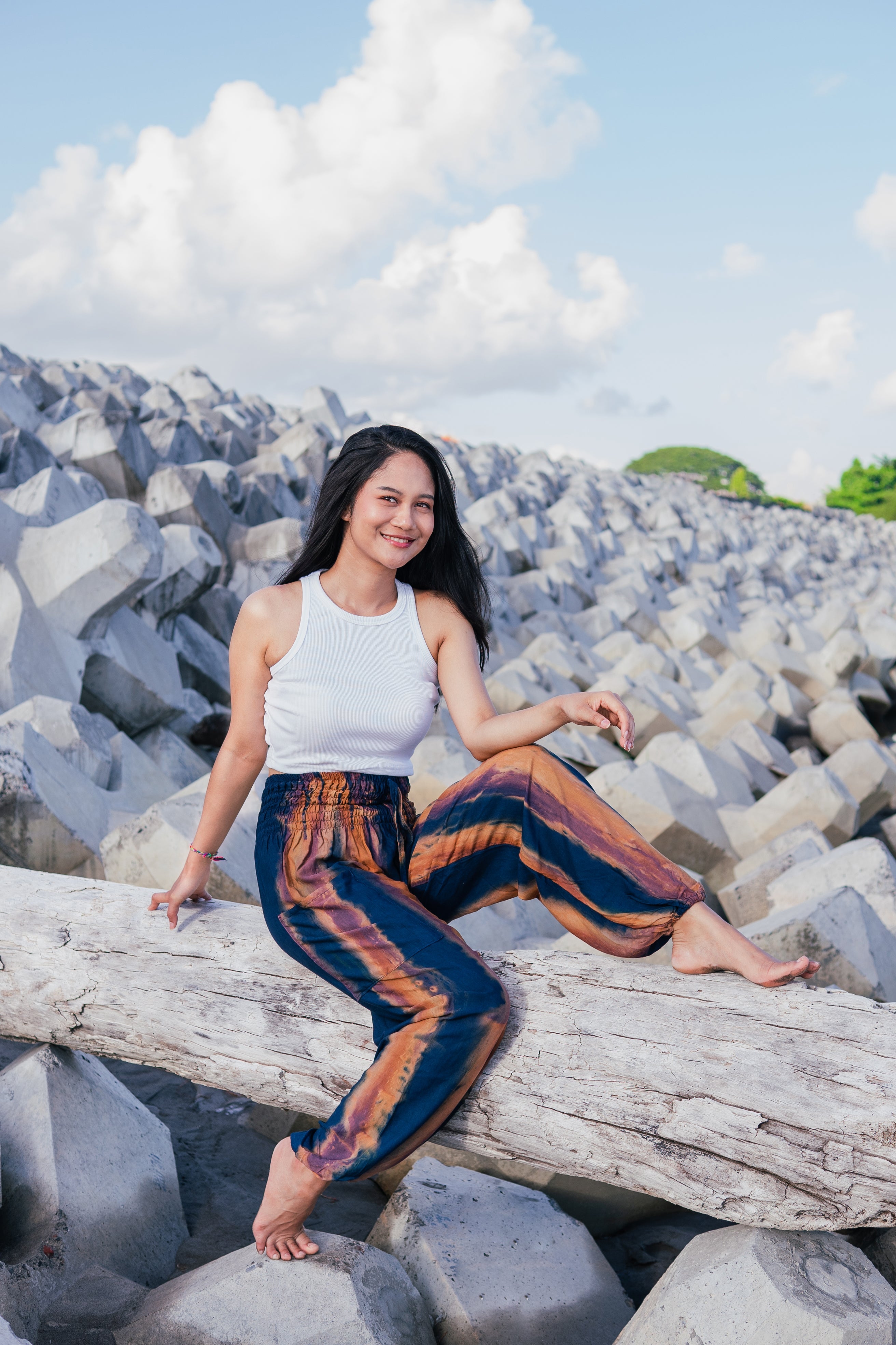 Navy Gold Tie Dye Pants - Abstract Bali Style for Ultimate Comfort - Shopthatapp.ca