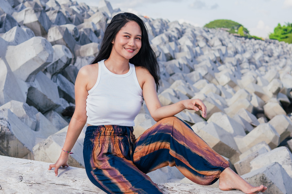 Navy Gold Tie Dye Pants - Abstract Bali Style for Ultimate Comfort - Shopthatapp.ca
