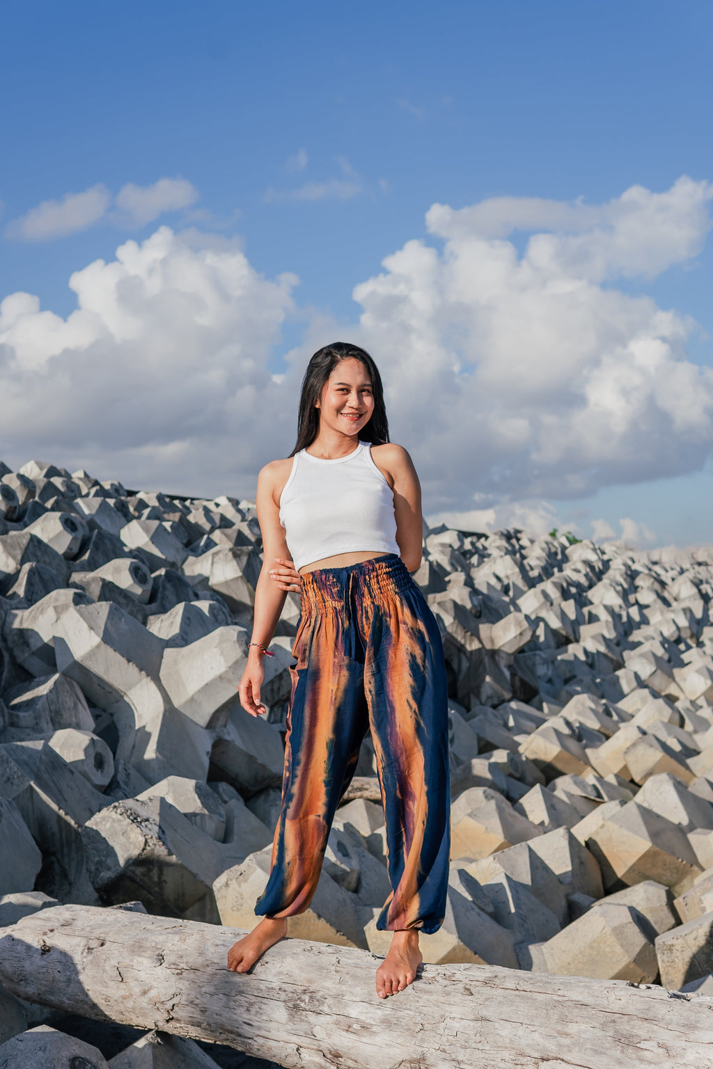 Navy Gold Tie Dye Pants - Abstract Bali Style for Ultimate Comfort - Shopthatapp.ca