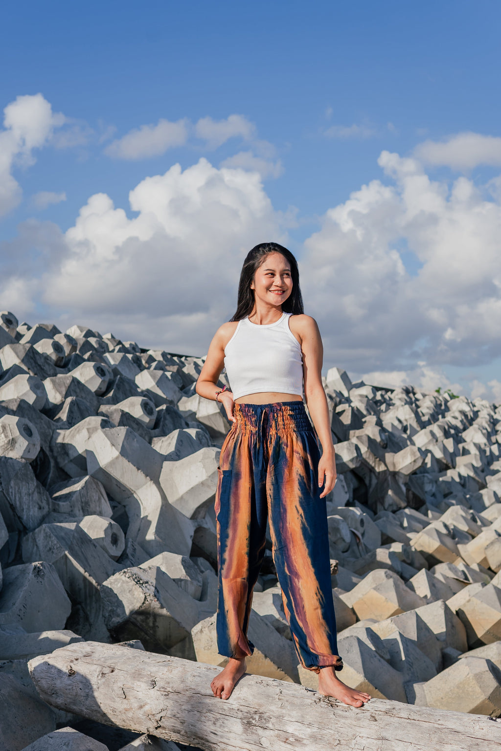 Navy Gold Tie Dye Pants - Abstract Bali Style for Ultimate Comfort - Shopthatapp.ca