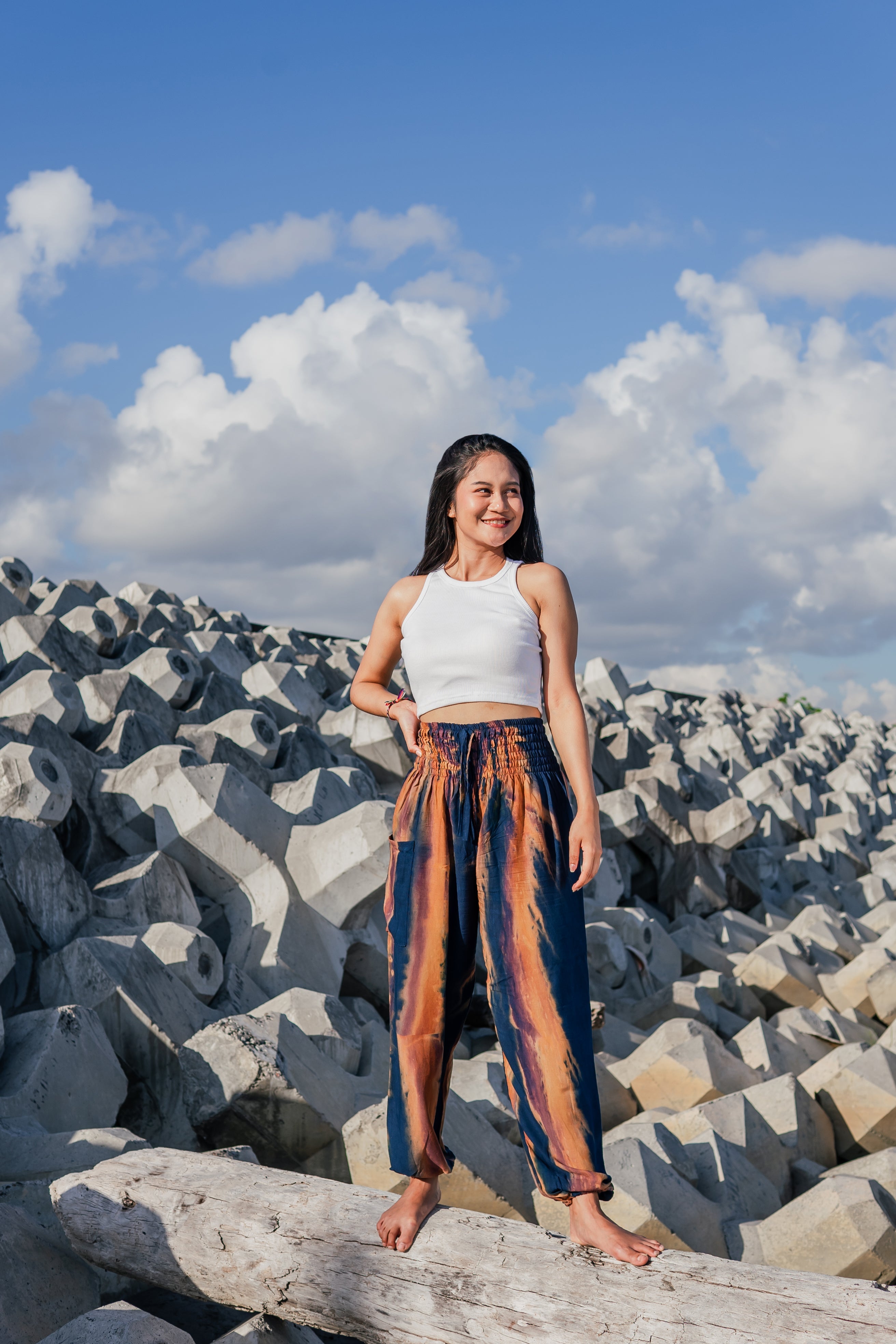 Navy Gold Tie Dye Pants - Abstract Bali Style for Ultimate Comfort - Shopthatapp.ca