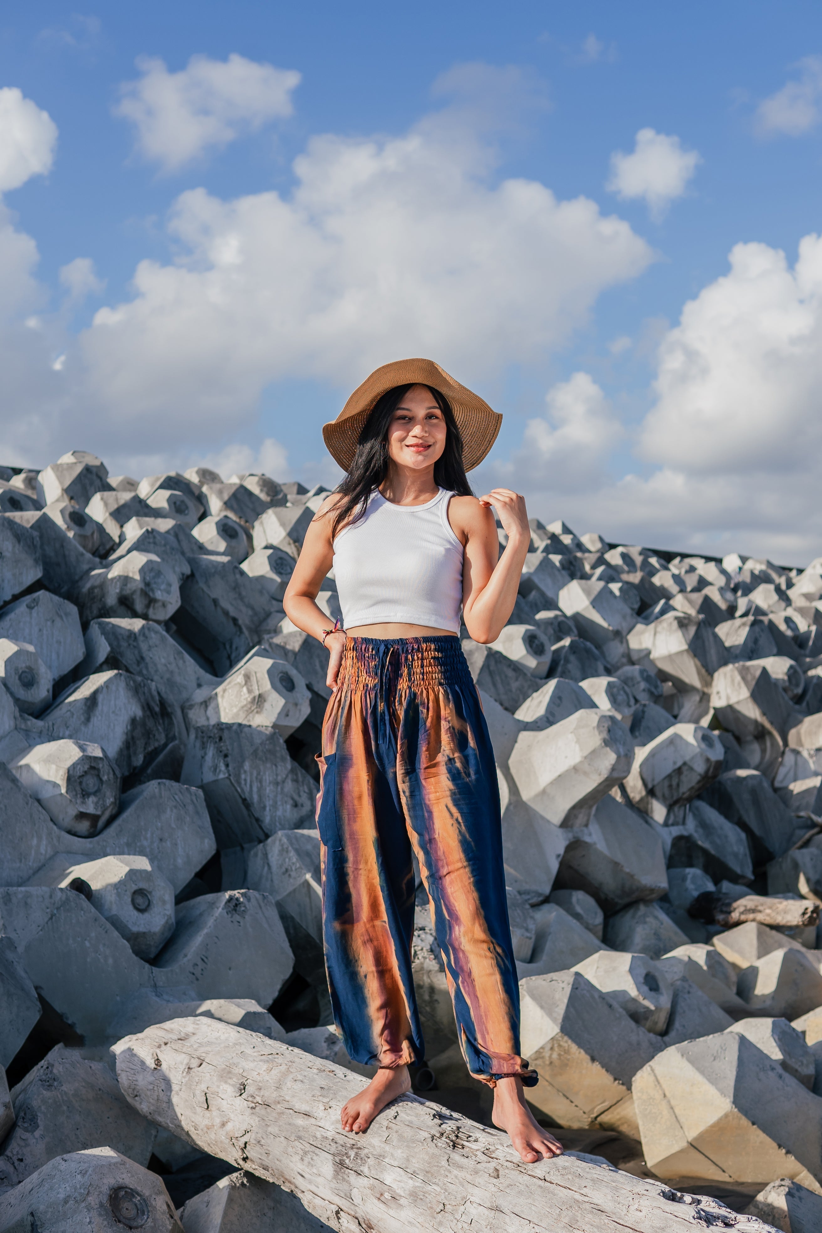 Navy Gold Tie Dye Pants - Abstract Bali Style for Ultimate Comfort - Shopthatapp.ca