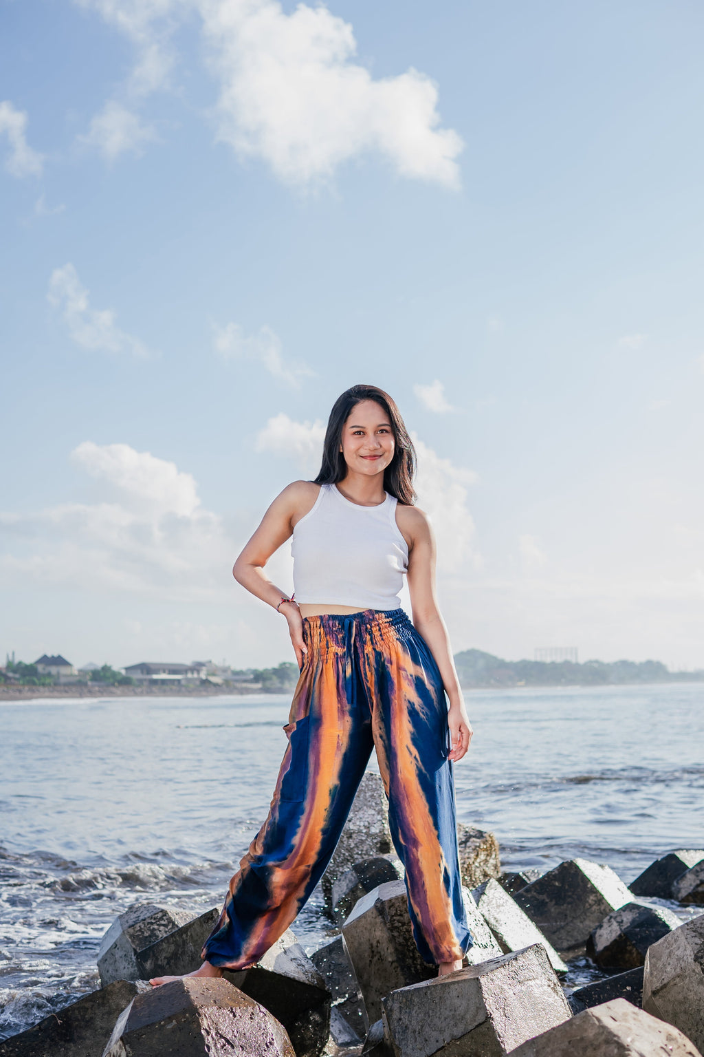 Navy Gold Tie Dye Pants - Abstract Bali Style for Ultimate Comfort - Shopthatapp.ca