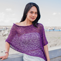 Short Purple Popcorn Knit Poncho - Cozy and Stylish - Shopthatapp.ca