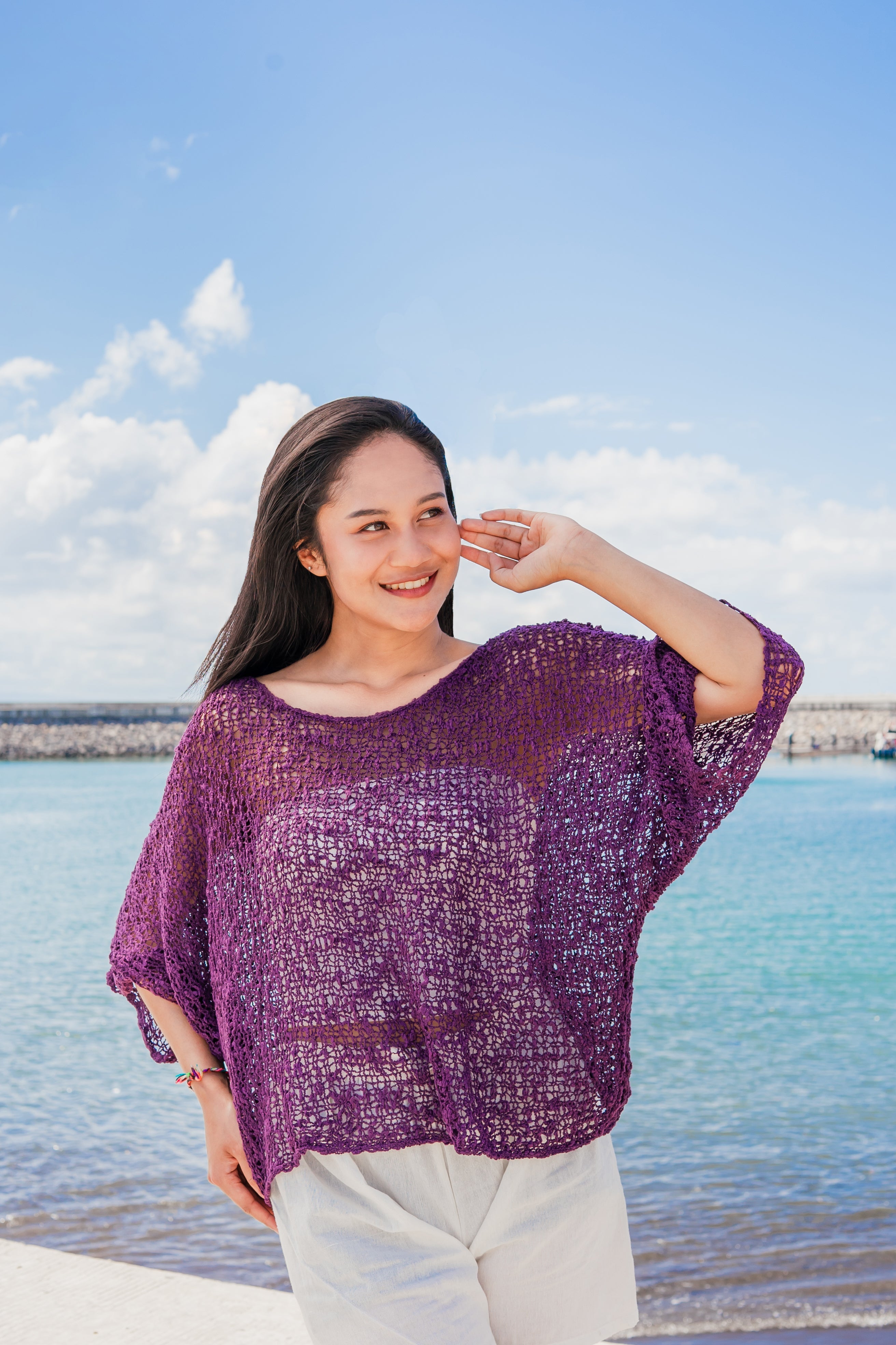 Popcorn Knit Top Purple - Cozy Style for Every Occasion - Shopthatapp.ca
