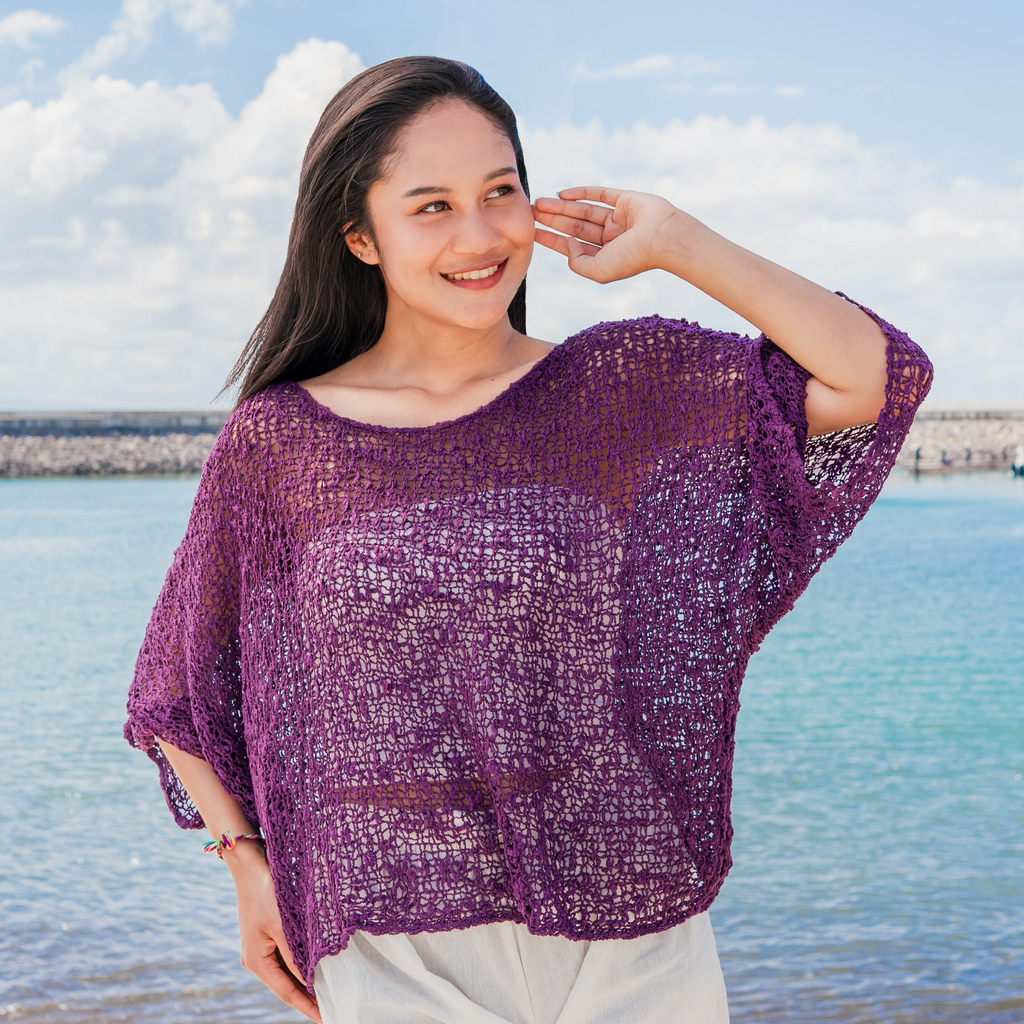 Popcorn Knit Top Purple - Cozy Style for Every Occasion - Shopthatapp.ca