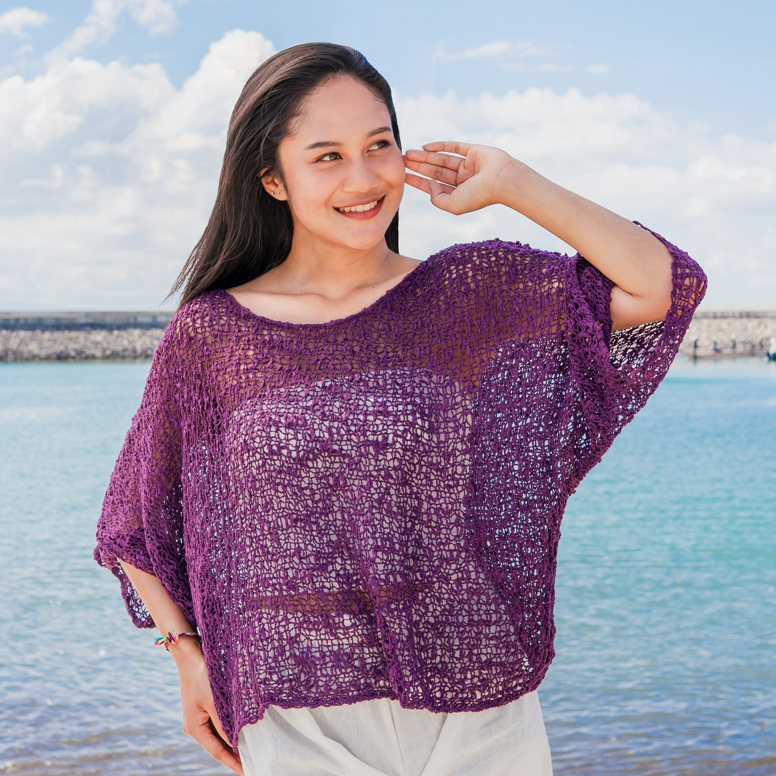 Popcorn Knit Top Purple - Cozy Style for Every Occasion - Shopthatapp.ca