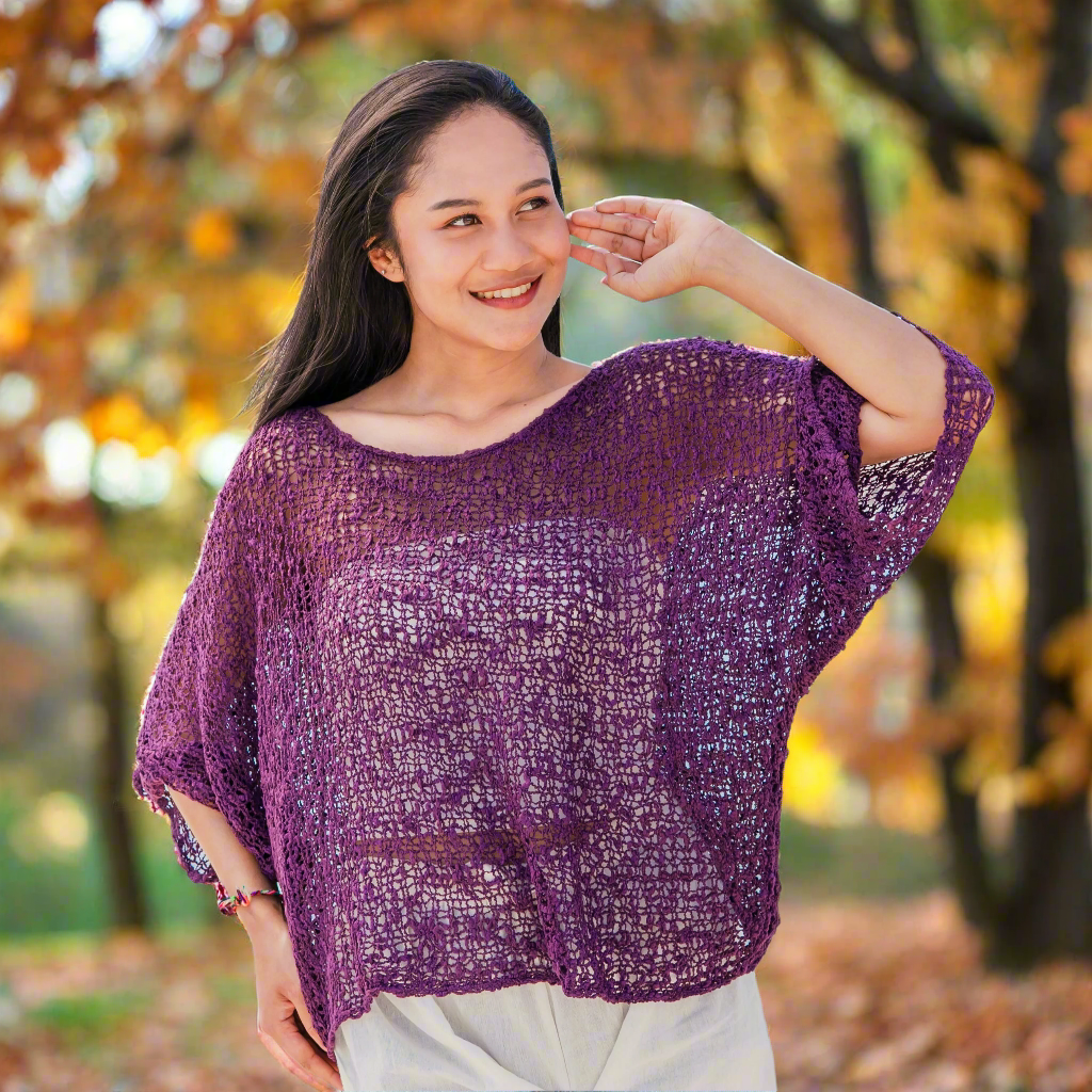 Popcorn Knit Top Purple - Cozy Style for Every Occasion - Shopthatapp.ca