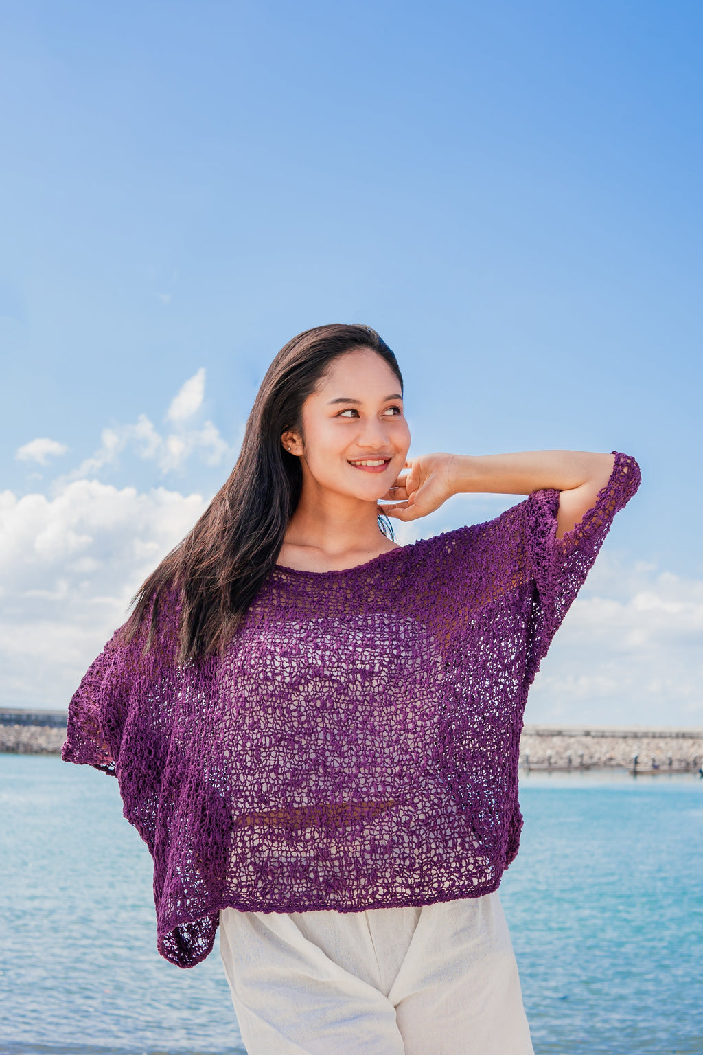 Popcorn Knit Top Purple - Cozy Style for Every Occasion - Shopthatapp.ca