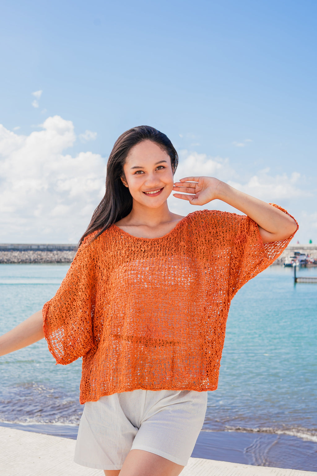 Vibrant Orange Popcorn Knit Top for a Cozy and Stylish Look - Shopthatapp.ca
