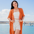 Mid Length Popcorn Knit Kimono - Orange - Shopthatapp.ca