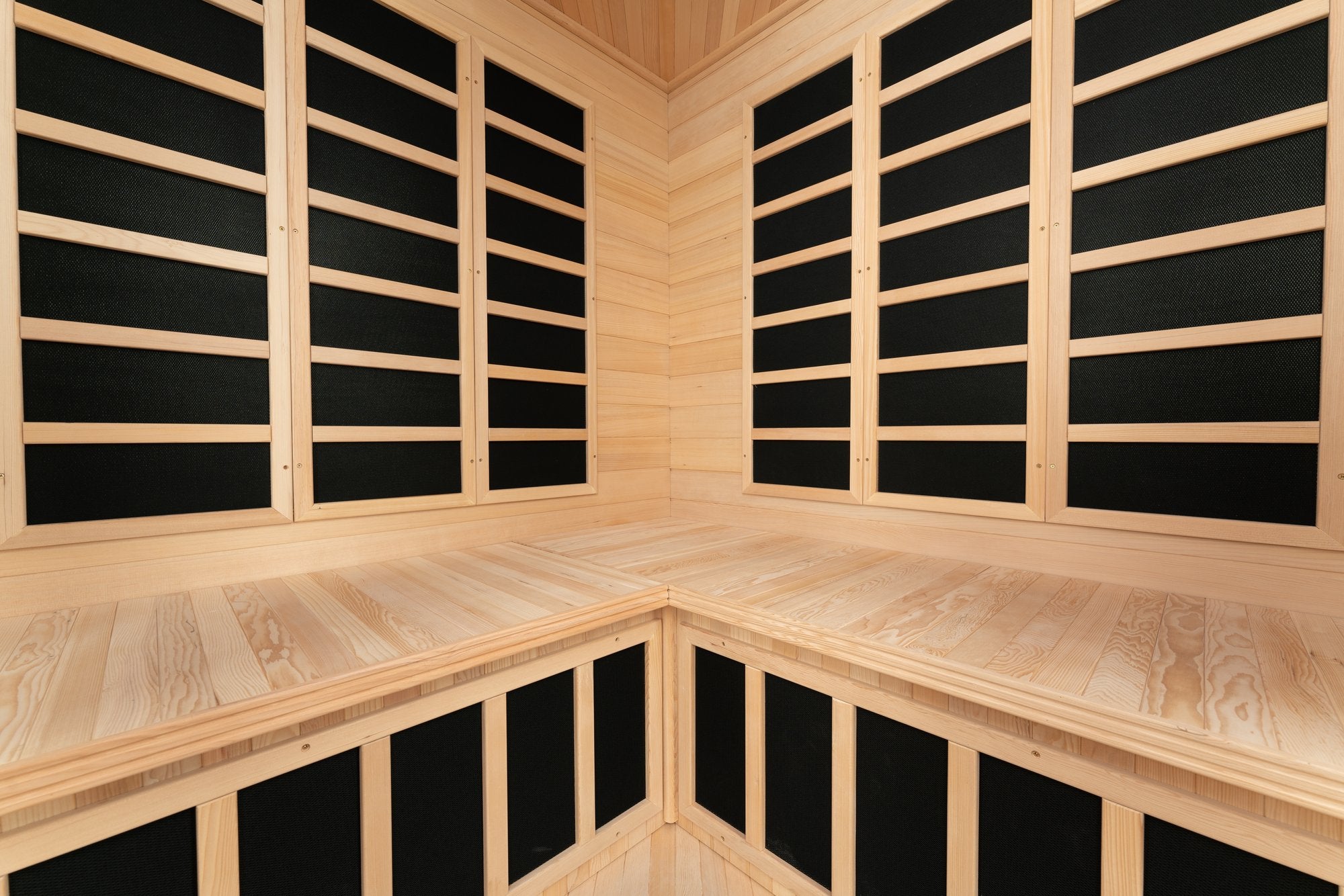 Blisspod | Vienna | Corner Spacious Far Infrared Sauna Canadian Hemlock Ultra Low EMF, 12 Heaters, 4-5 Persons - Www.Shopthatapp.ca