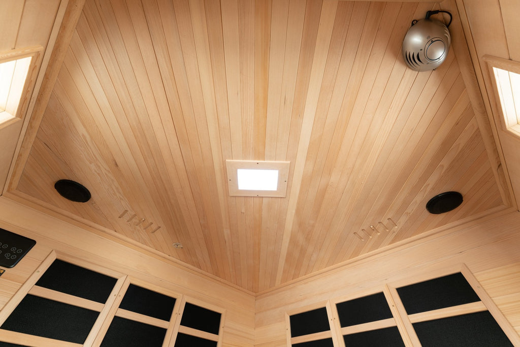 Blisspod | Vienna | Corner Spacious Far Infrared Sauna Canadian Hemlock Ultra Low EMF, 12 Heaters, 4-5 Persons - Www.Shopthatapp.ca