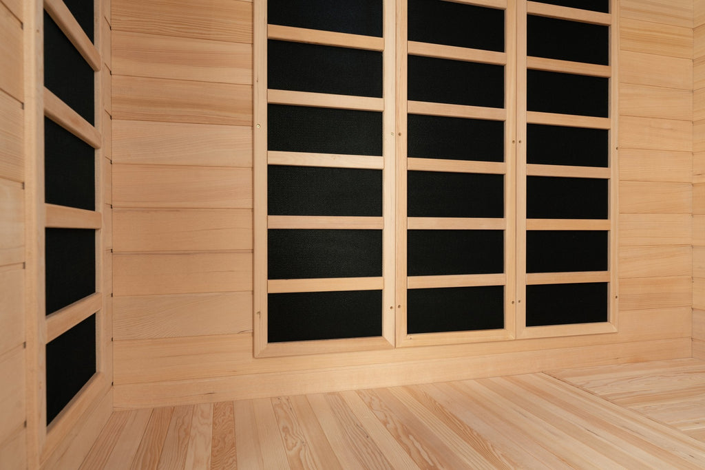 Blisspod | Vienna | Corner Spacious Far Infrared Sauna Canadian Hemlock Ultra Low EMF, 12 Heaters, 4-5 Persons - Www.Shopthatapp.ca