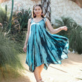 Abstract Tie Dye Dress Blue - Handkerchief Style - Shopthatapp.ca