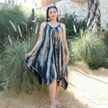 Abstract Tie Dye Handkerchief Dress -  Grey & Gold - Shopthatapp.ca