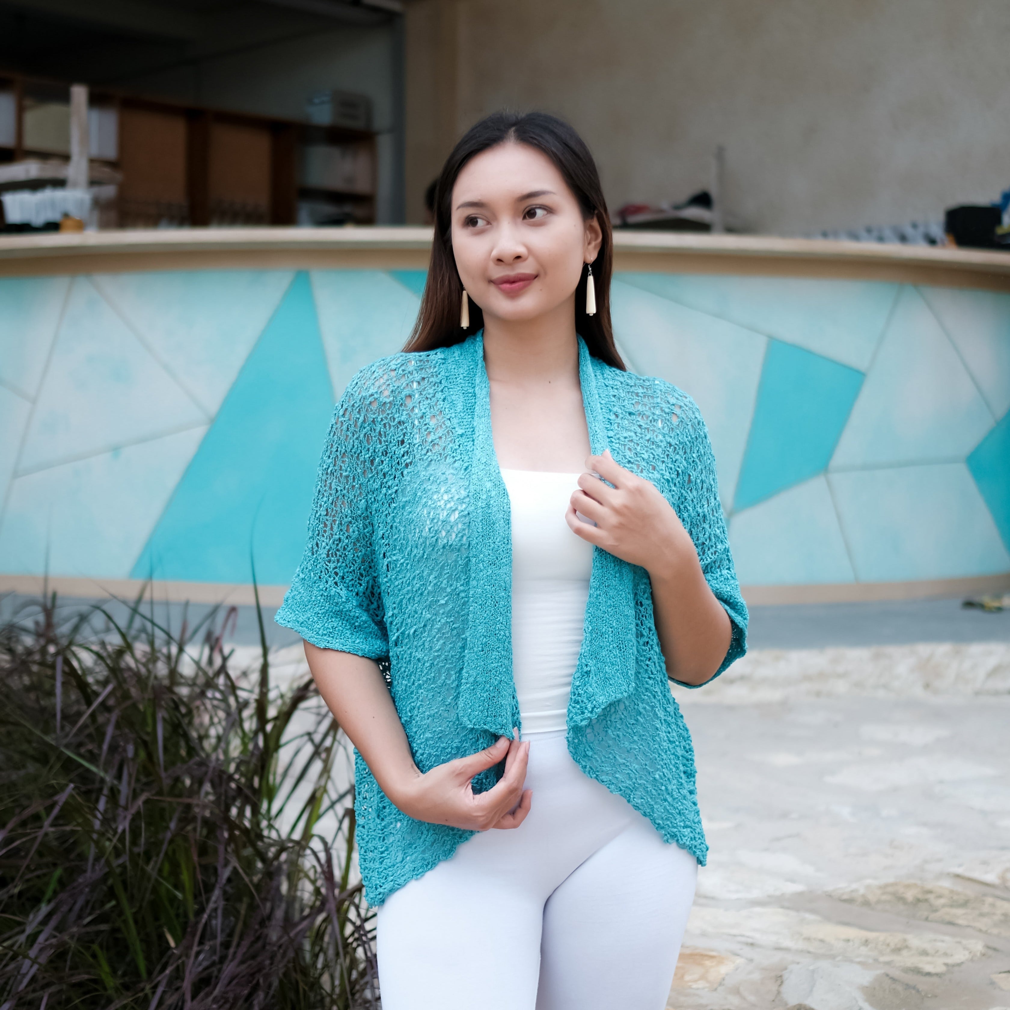 Short Sleeved Teal Cardigan for Effortless Style - Shopthatapp.ca