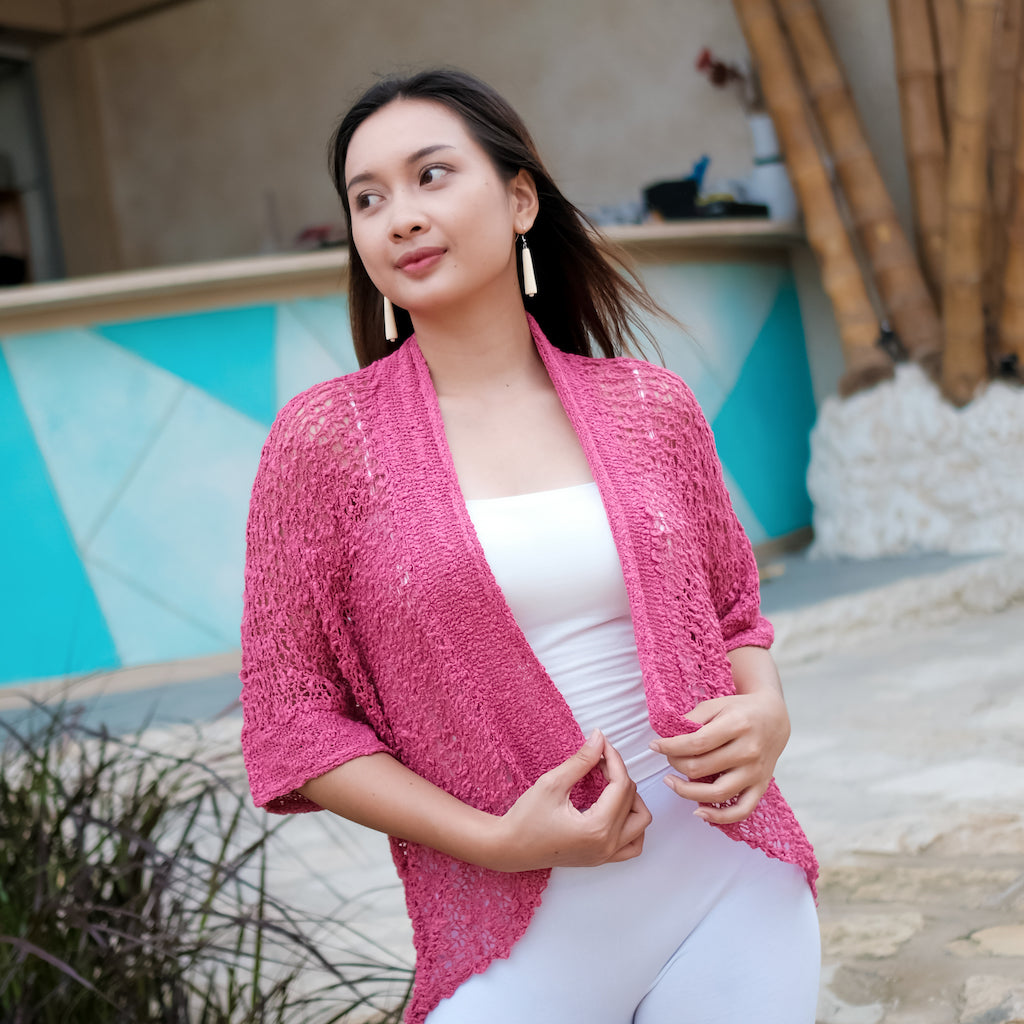 Short Sleeved Pink Cardigan for Stylish Layering - Shopthatapp.ca