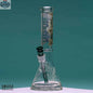 Castle Glassworks 14-inch beaker bong with occult graphic design, featuring 9mm thick glass for durability.
