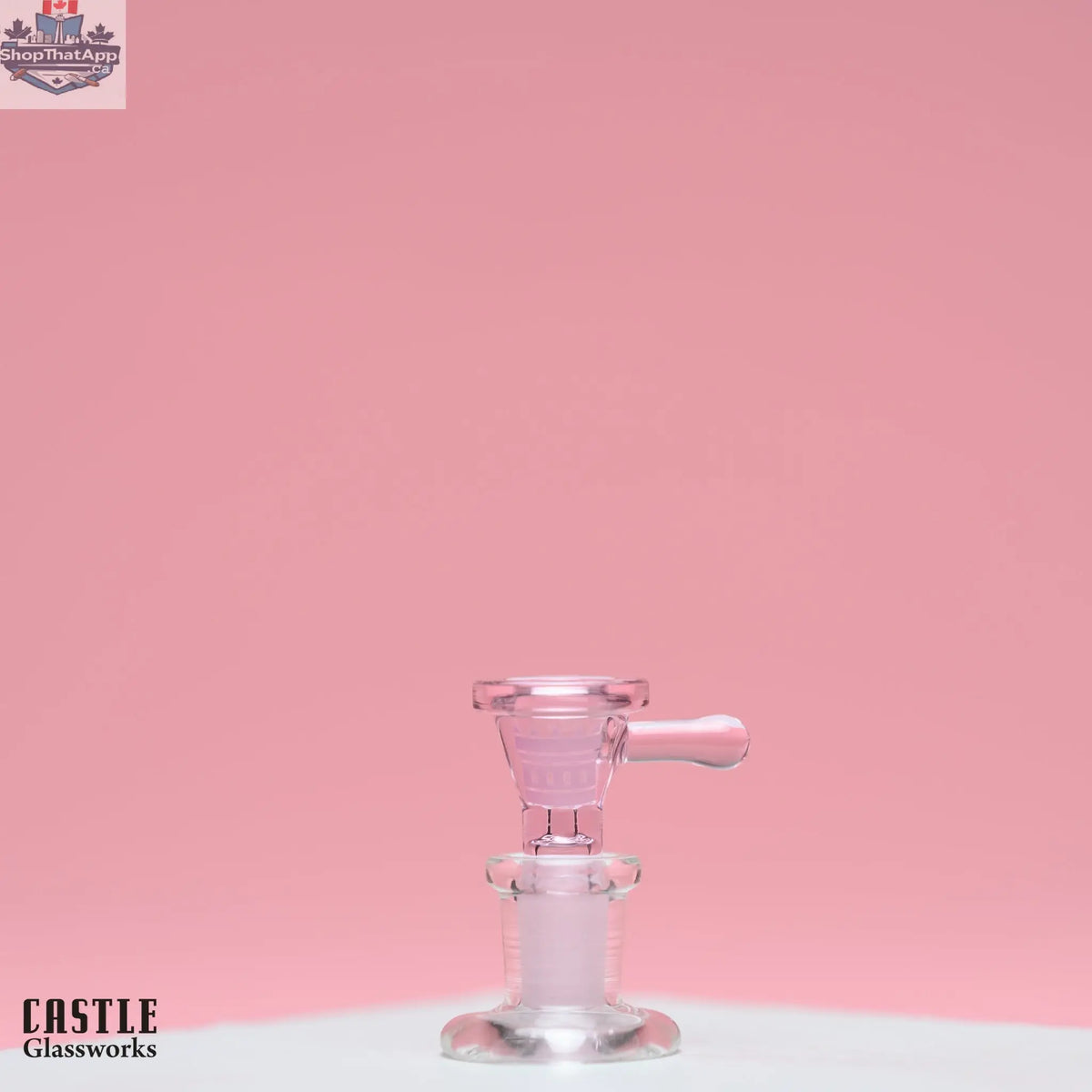 Castle Glassworks 14mm male bong bowl with stick tab design, high-quality glass for smoking accessories.