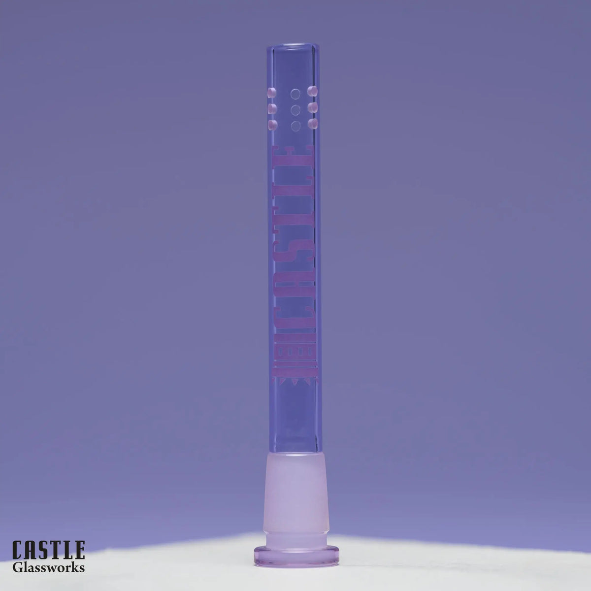 Castle Glassworks 5.75-inch 9-hole replacement downstem made of premium borosilicate glass, designed for glass water pipes.