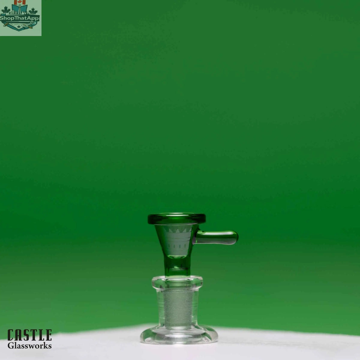 Castle Glassworks 14mm male bong bowl with stick tab design, high-quality glass, and secure fit for smoking accessories.
