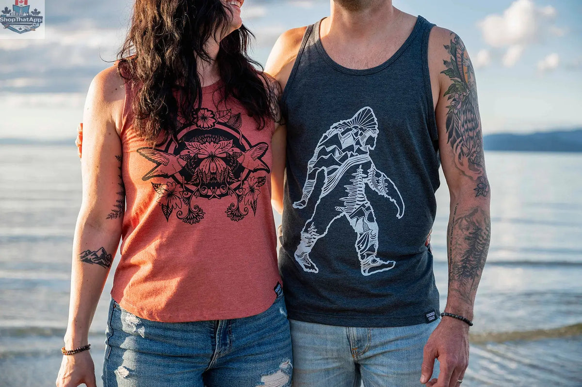 SASQUATCH- Mens Eco Tank - Heather Charcoal - Shopthatapp.ca