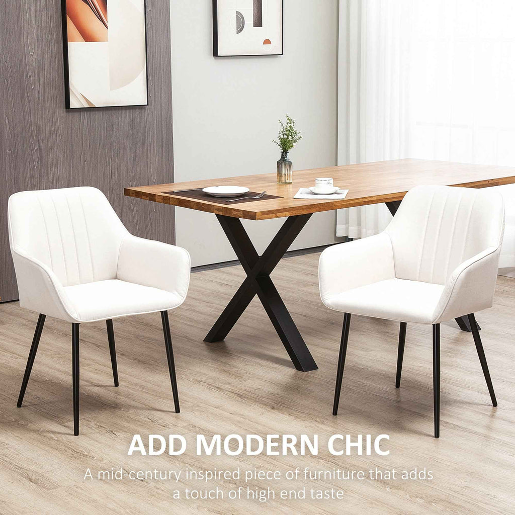 Robbie Modern Dining Chairs Set of 2 with Armrest-Beige
