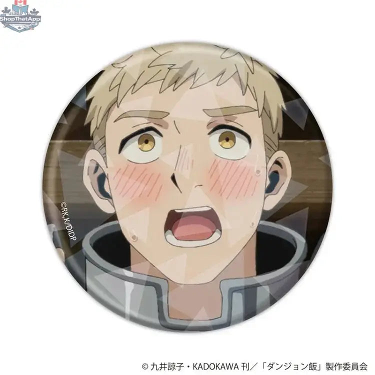 Hologram can badge featuring a scene from Delicious in Dungeon anime, collectible Doki Doki Land merchandise with vibrant illustration.