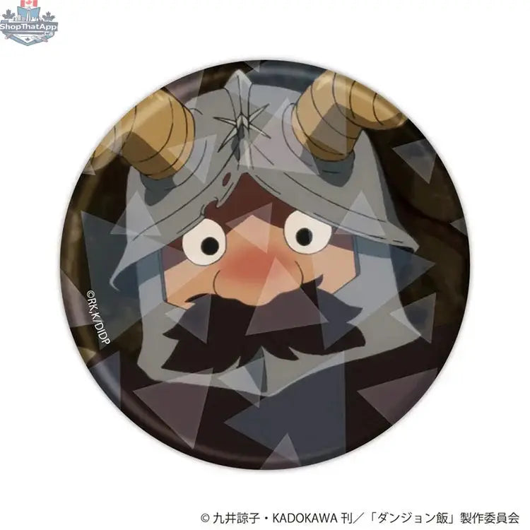 Hologram can badge featuring scene from Delicious in Dungeon anime, collectible Doki Doki Land badge with vibrant illustration.