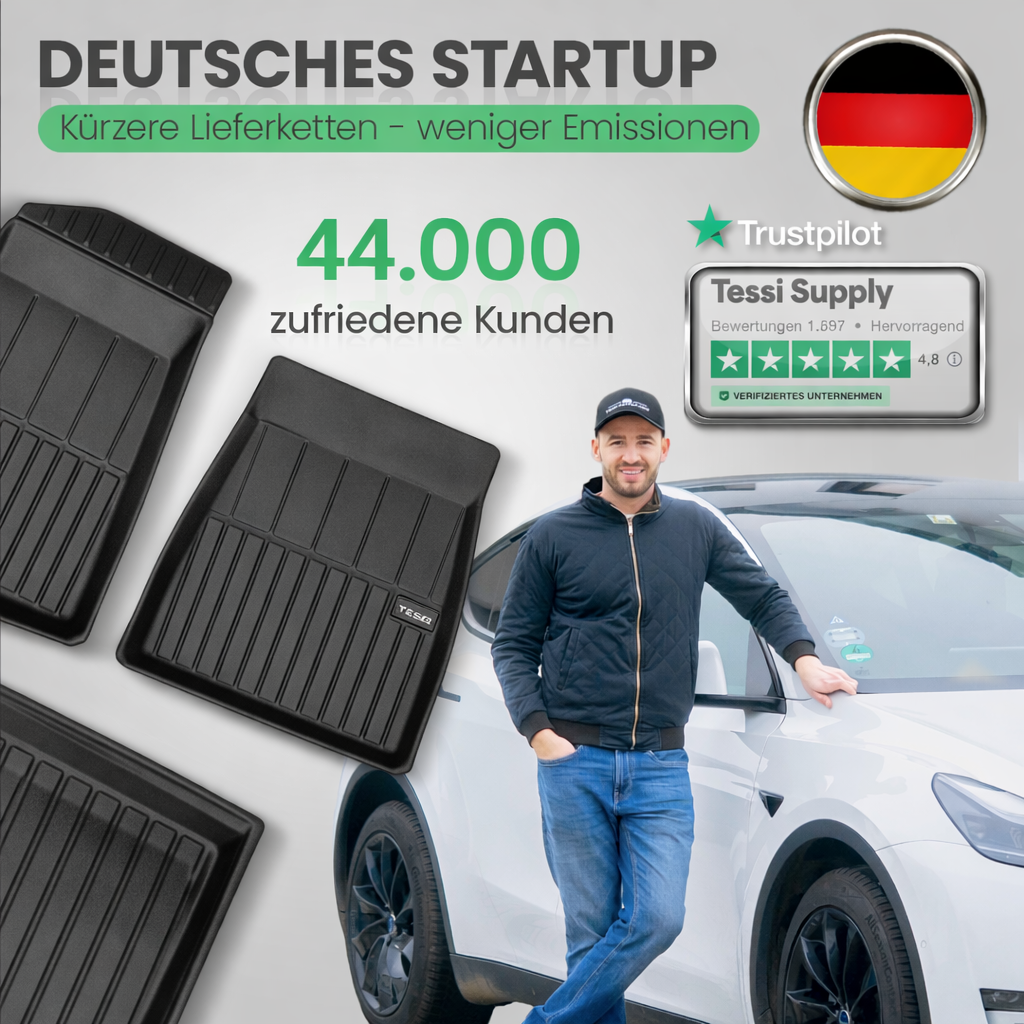 Tesla Model 3 Highland 3-teiliges Gummimattenset Innenraum Tessi® Greenline 75% Recycling Material