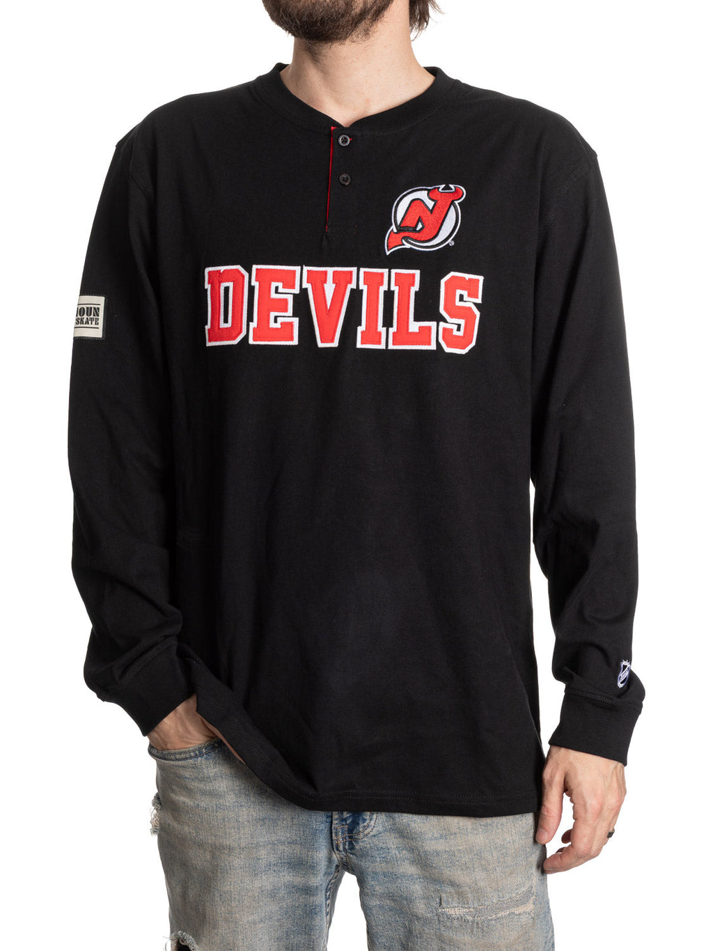 New Jersey Devils Long Sleeve Henley - Shopthatapp.ca