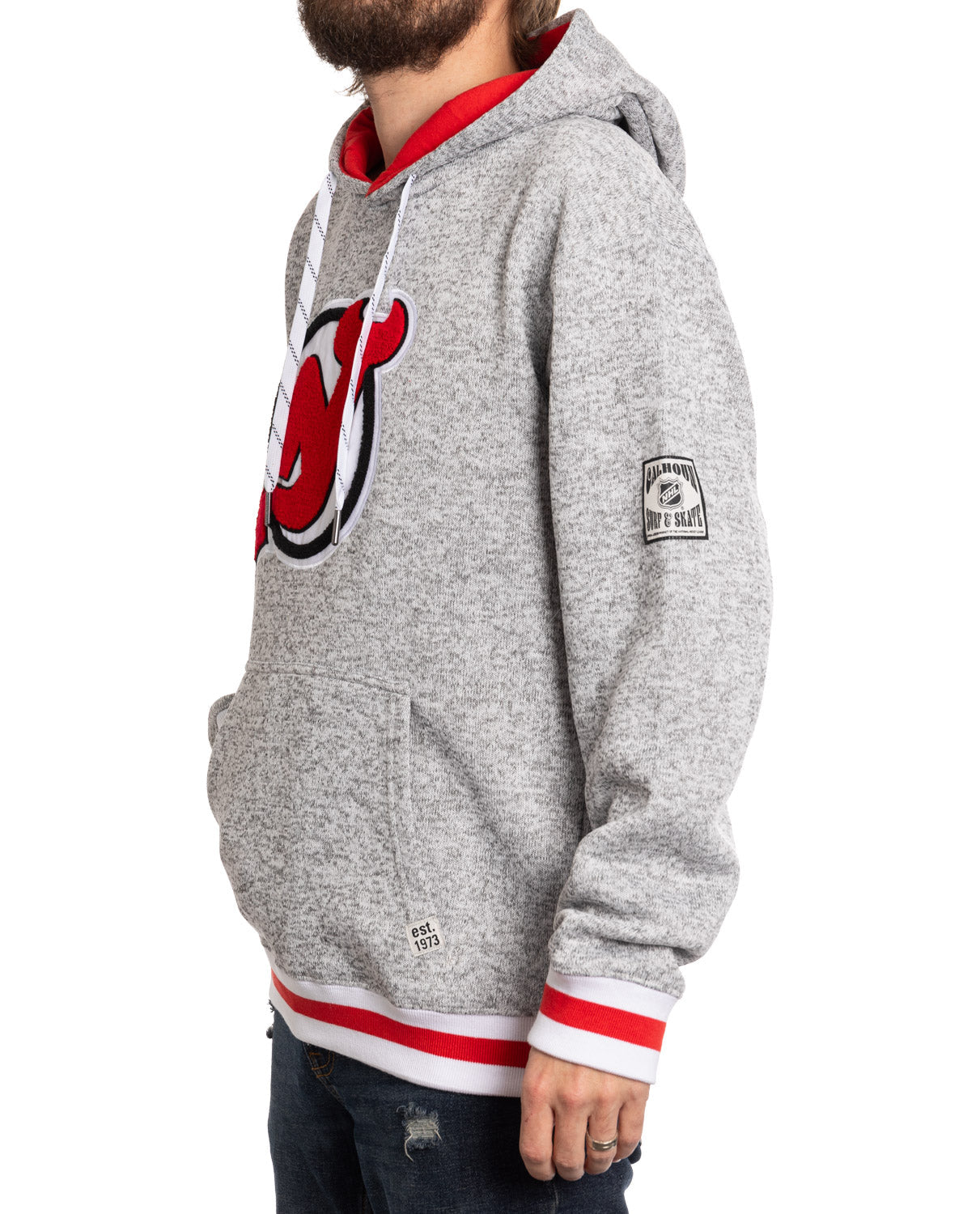 New Jersey Devils "Muskoka Style" Premium Chenille Woven Logo Hoodie - Shopthatapp.ca