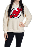 New Jersey Devils Ladies Sherpa Hoodie with Premium Chenille Logo - Shopthatapp.ca