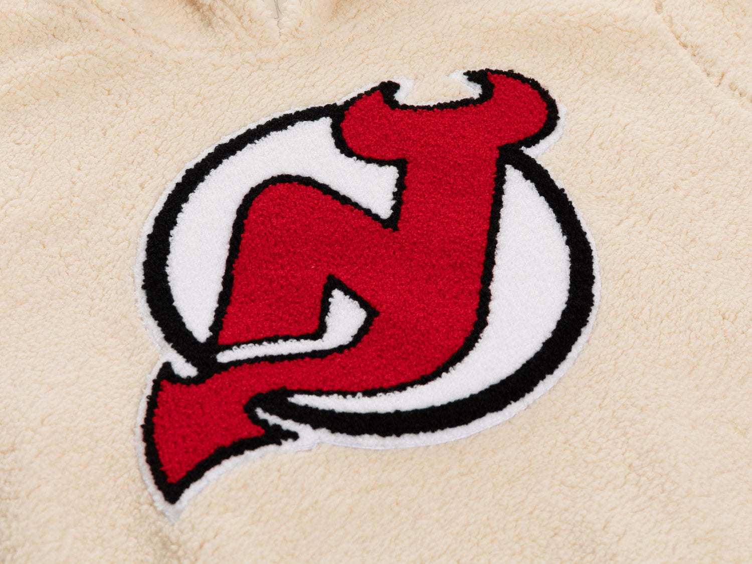 New Jersey Devils Ladies Sherpa Hoodie with Premium Chenille Logo - Shopthatapp.ca