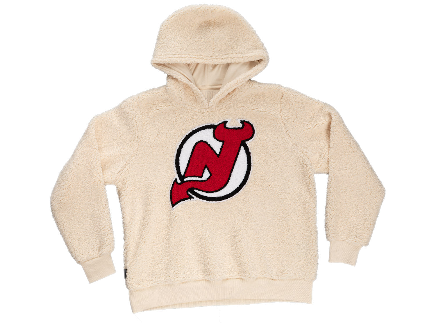 New Jersey Devils Ladies Sherpa Hoodie with Premium Chenille Logo - Shopthatapp.ca