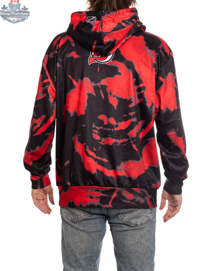 New Jersey Devils hoodie with sublimation design, featuring team logo and vibrant details on the back, by Calhoun Surf N' Skate.
