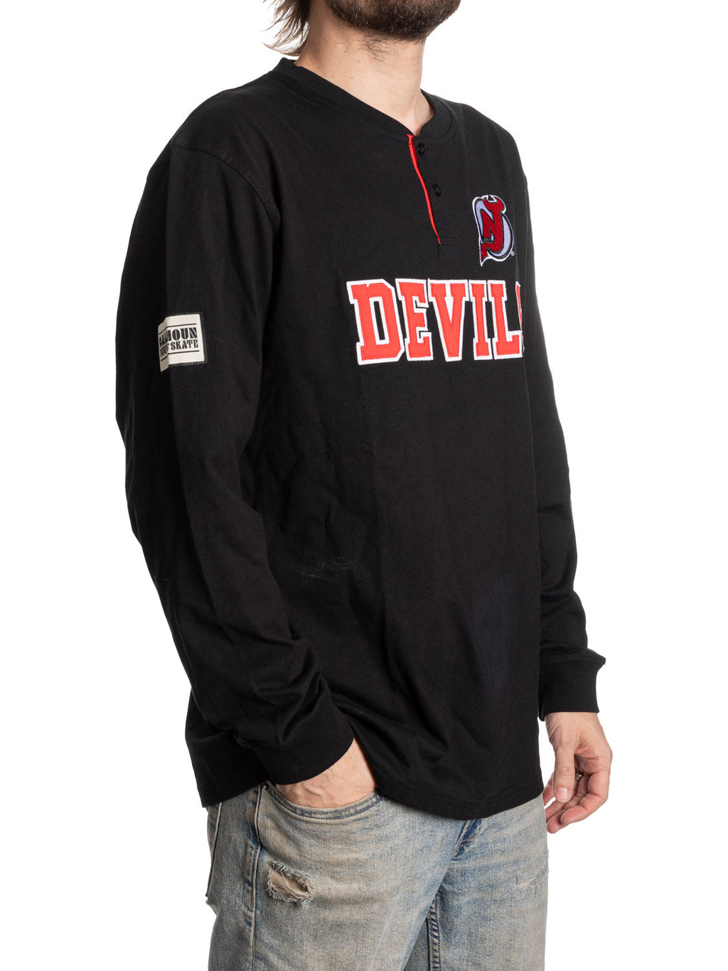 New Jersey Devils Long Sleeve Henley - Shopthatapp.ca