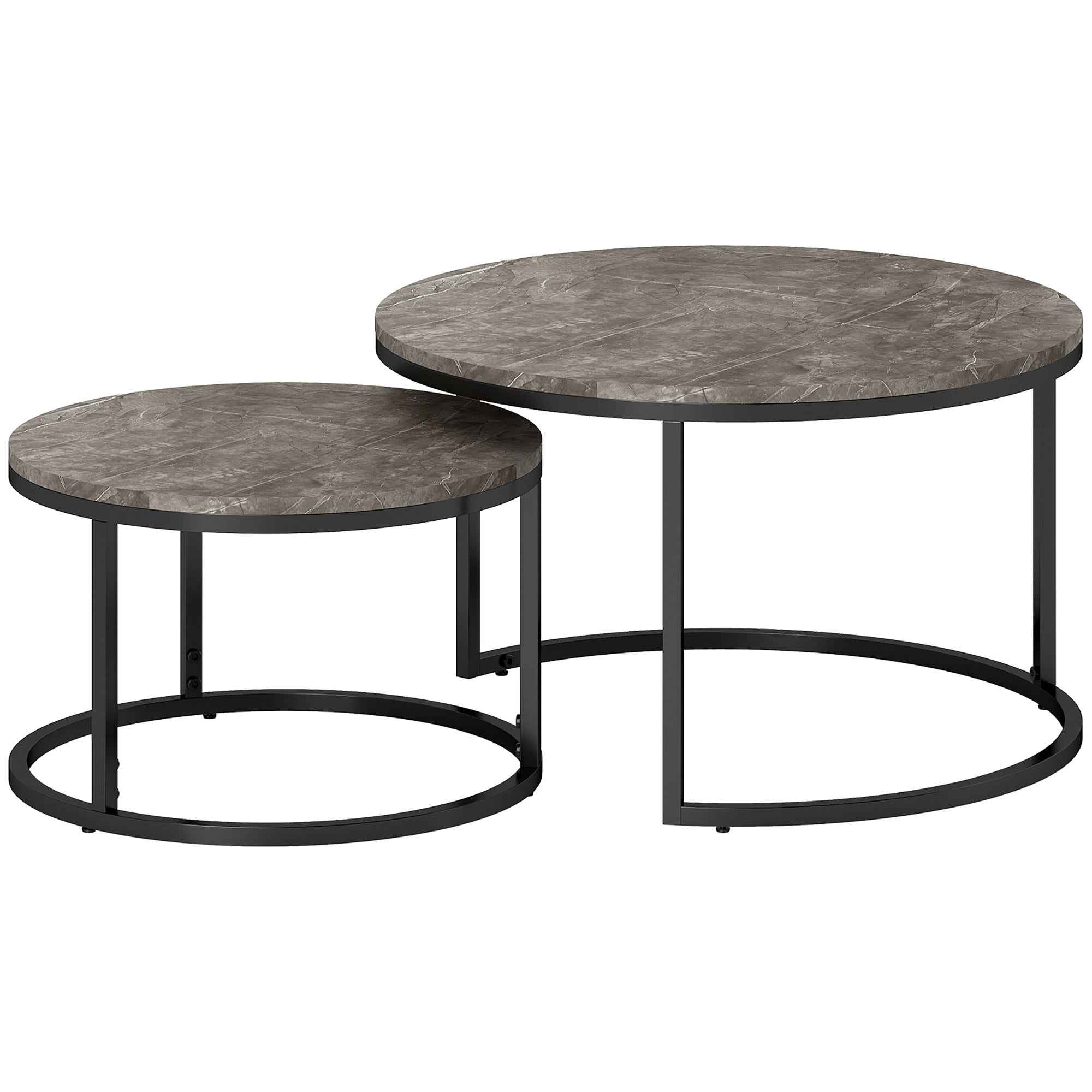 Zephyr Modern Nesting Coffee Table with Faux Marble Top-Grey